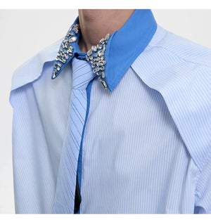 desc::rhinestone-striped-patchwork-shirt-with-detachable-tie-detail-img-4