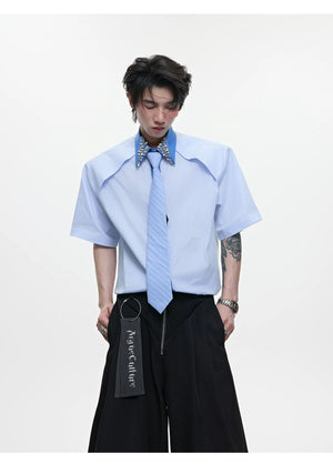 desc::rhinestone-striped-patchwork-shirt-with-detachable-tie-detail-img-5