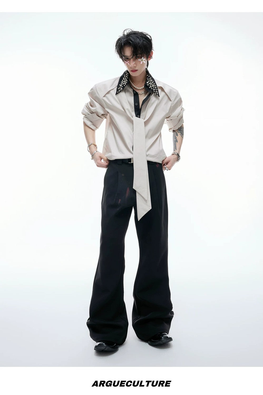 desc::rhinestone-striped-streamer-shirt-unisex-luxury-streetwear-detail-img-13