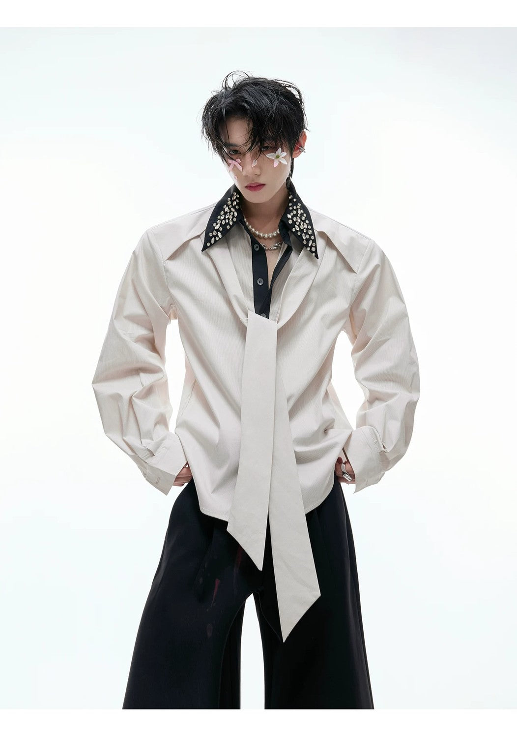 desc::rhinestone-striped-streamer-shirt-unisex-luxury-streetwear-detail-img-8