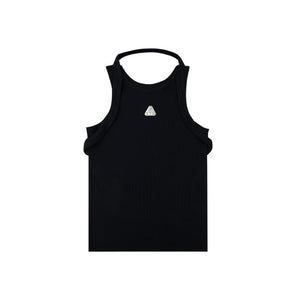 ribbed-deconstructed-tank-top-with-metal-logo-black