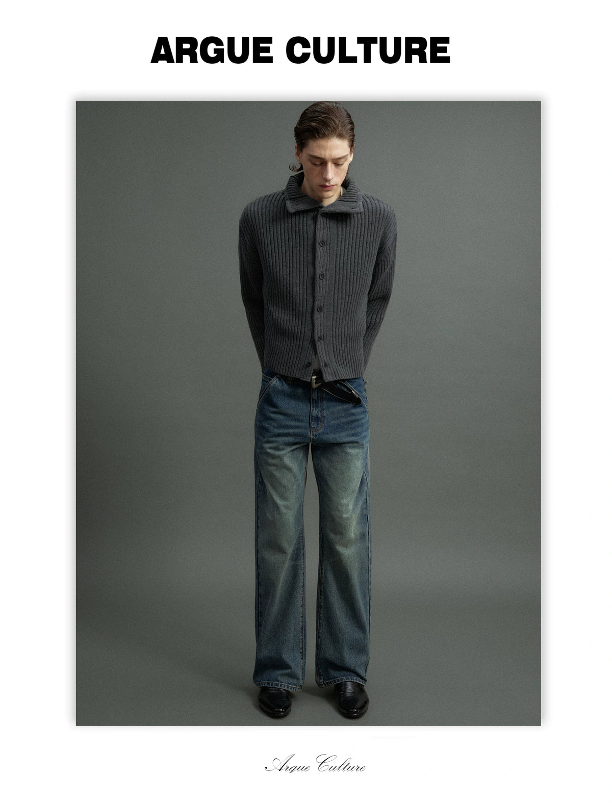 Ribbed Knit Cardigan with Stand Collar and Short Fit - detail image 10
