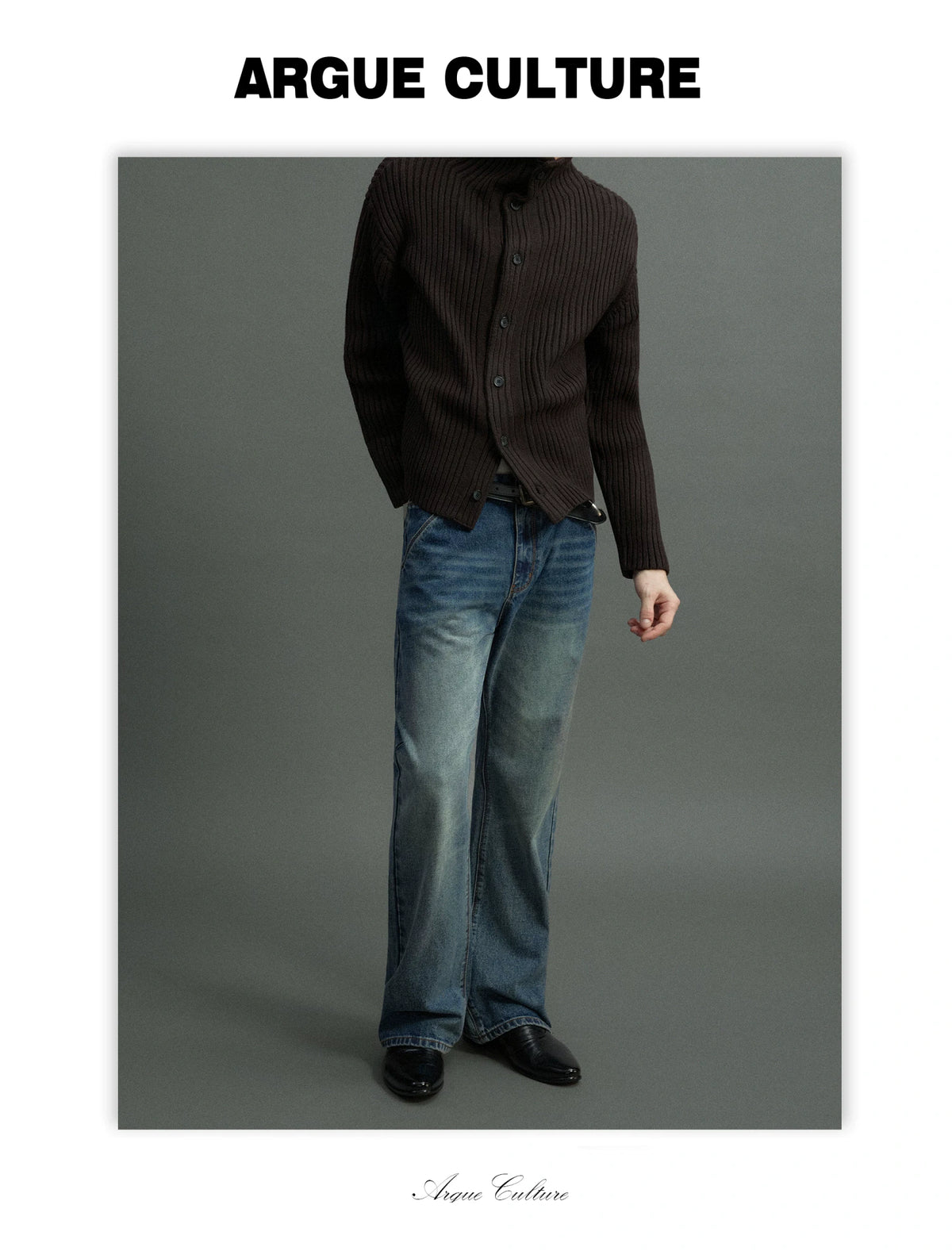 Ribbed Knit Cardigan with Stand Collar and Short Fit - detail image 12