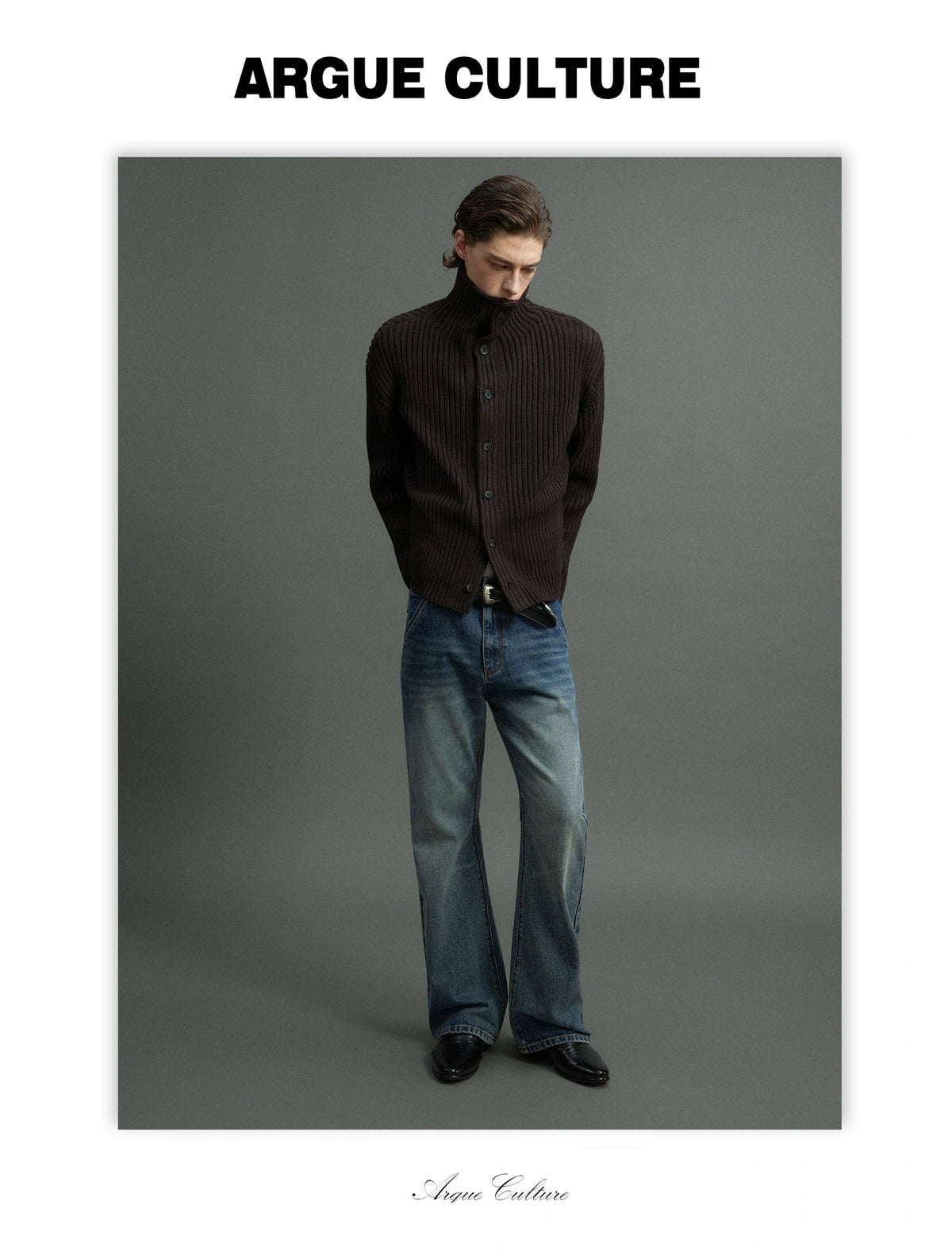 Ribbed Knit Cardigan with Stand Collar and Short Fit - detail image 11