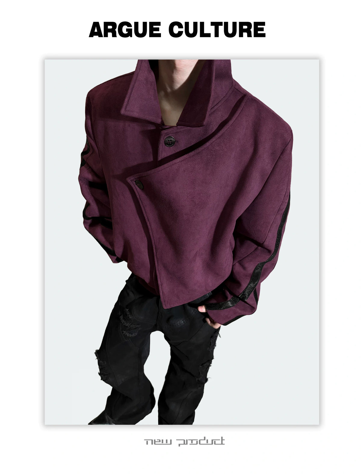 Rivet Spine Faux-Suede Cropped Jacket with Snake Panels - detail image 8