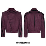 Rivet Spine Faux-Suede Cropped Jacket with Snake Panels - Purple