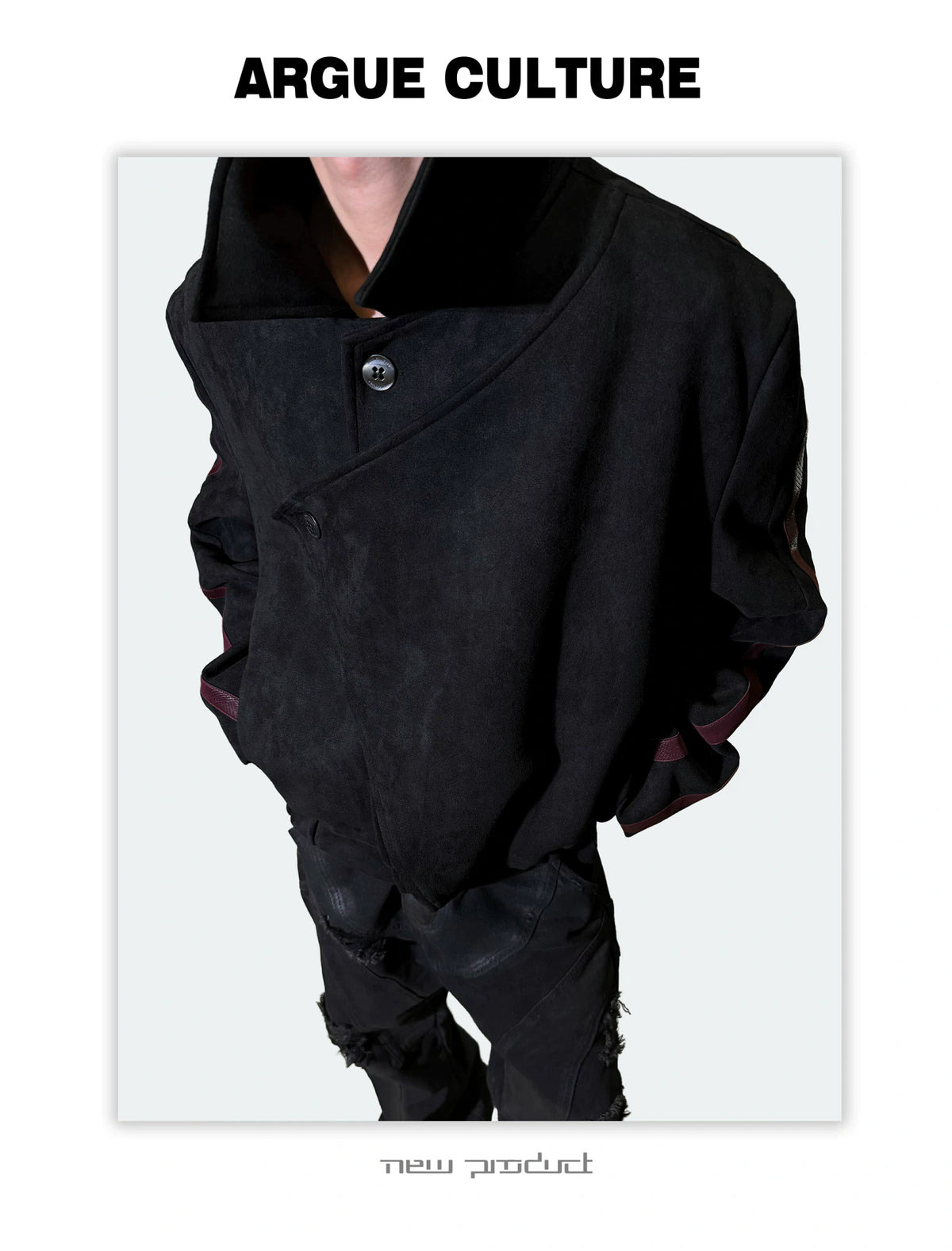 Rivet Spine Faux-Suede Cropped Jacket with Snake Panels - detail image 3