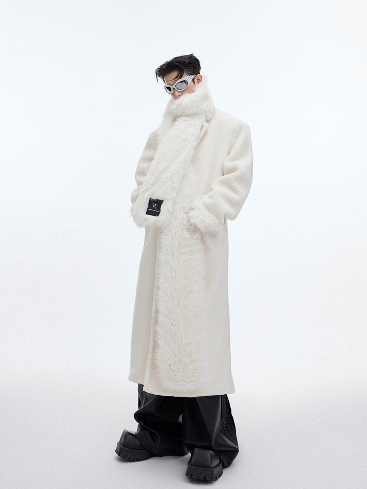 Scarf - Adorned Woolen Overcoat | Plush - Enhanced Longline Cocoon Coat - ArguE CulturE