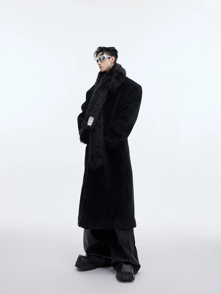 Scarf - Adorned Woolen Overcoat | Plush - Enhanced Longline Cocoon Coat - ArguE CulturE