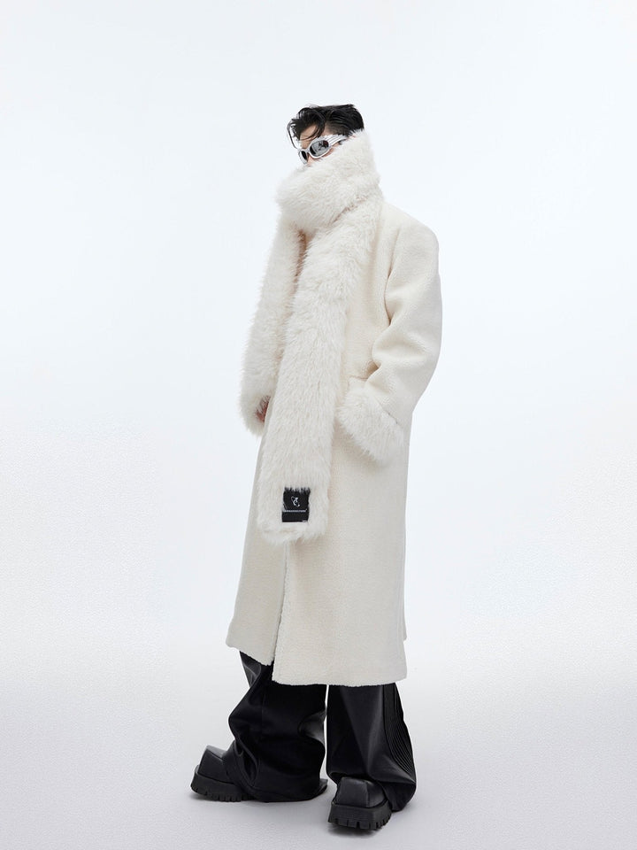 Scarf - Adorned Woolen Overcoat | Plush - Enhanced Longline Cocoon Coat - ArguE CulturE