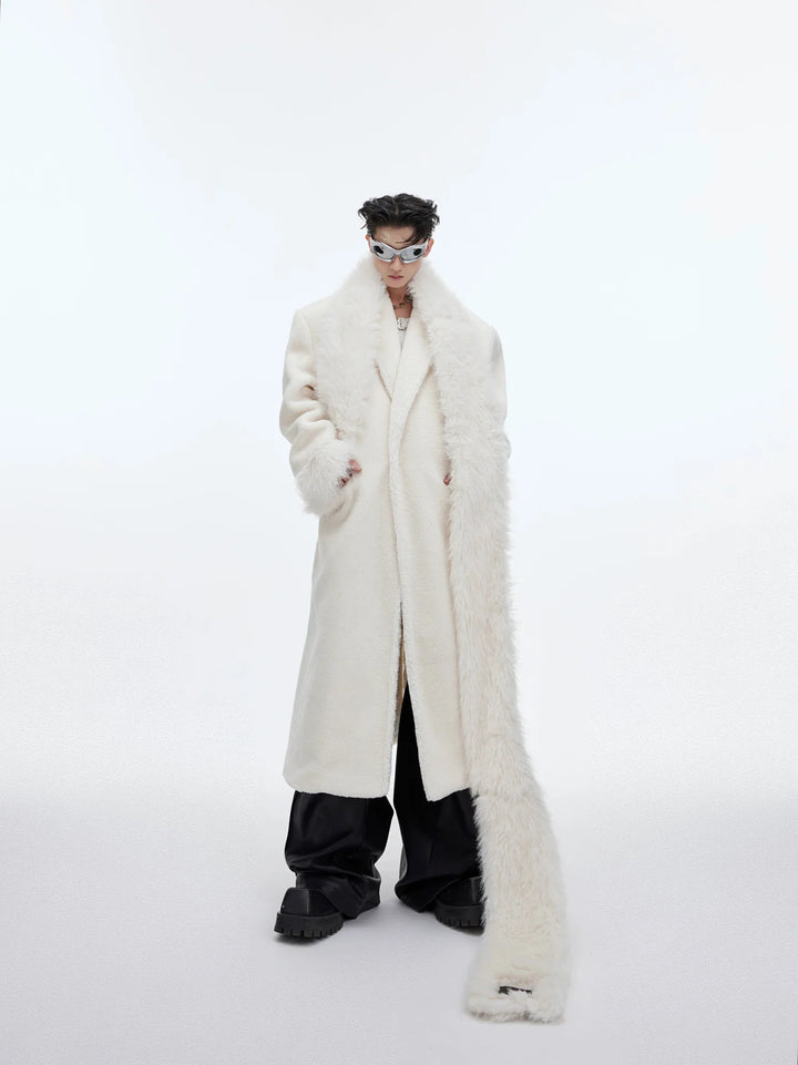 Scarf - Adorned Woolen Overcoat | Plush - Enhanced Longline Cocoon Coat - ArguE CulturE