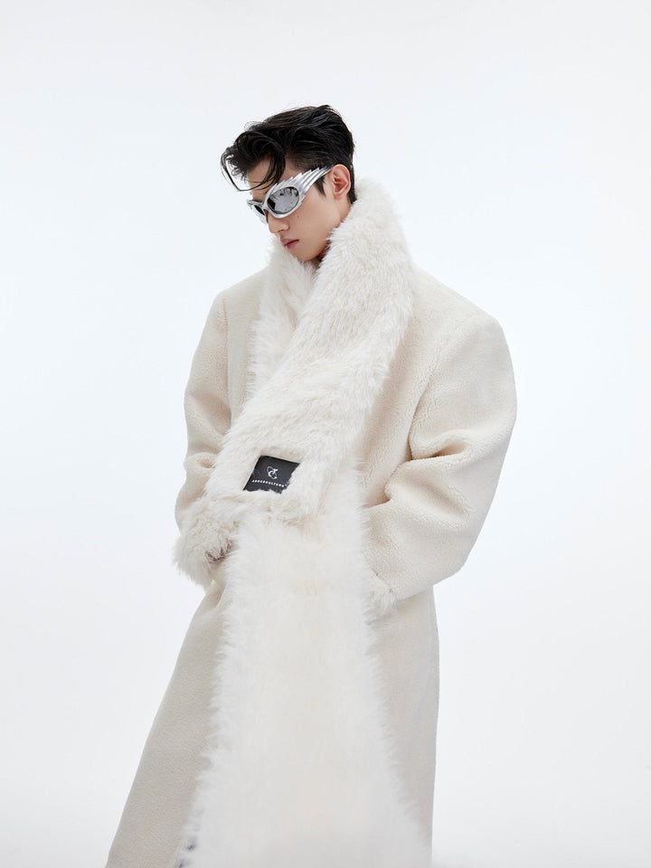 Scarf - Adorned Woolen Overcoat | Plush - Enhanced Longline Cocoon Coat - ArguE CulturE