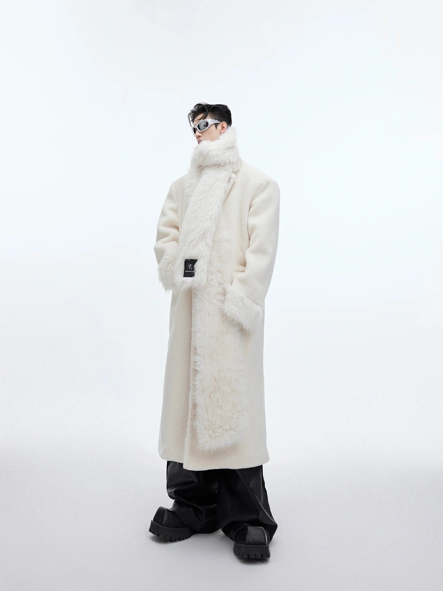 Scarf - Adorned Woolen Overcoat | Plush - Enhanced Longline Cocoon Coat - ArguE CulturE