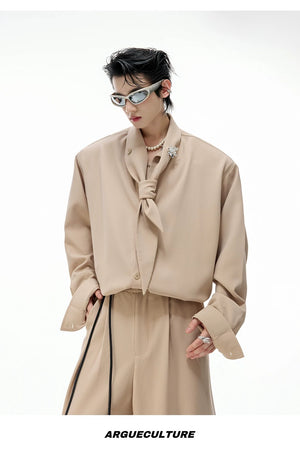 desc::scarf-neck-padded-shirt-ribbed-wide-leg-pants-set-detail-img-15