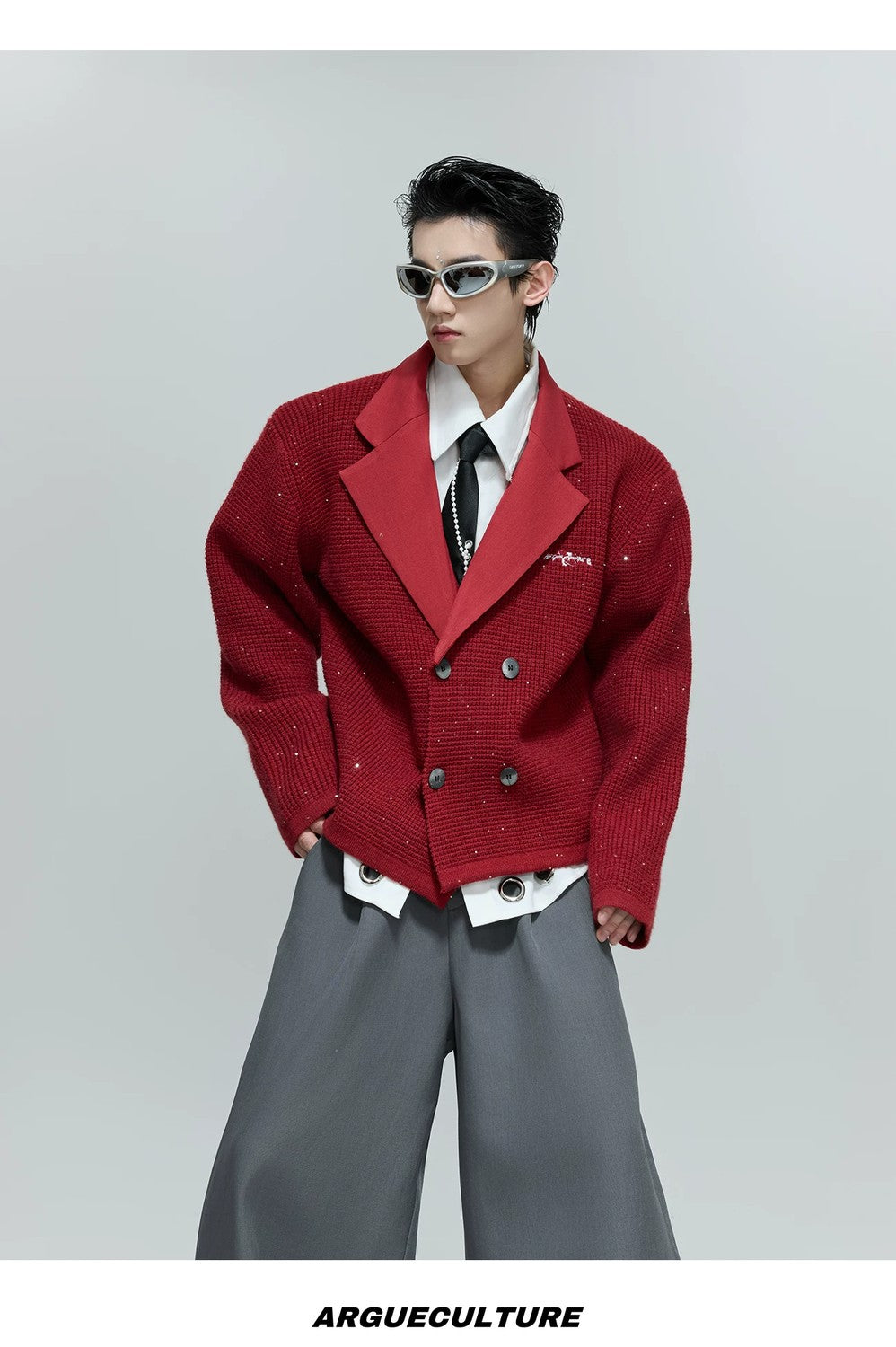 desc::sequin-double-breasted-knit-blazer-cardigan-detail-img-10