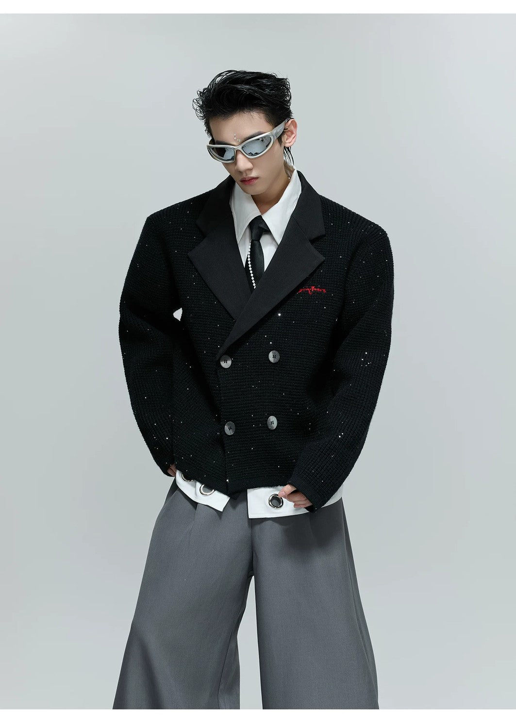 desc::sequin-double-breasted-knit-blazer-cardigan-detail-img-8