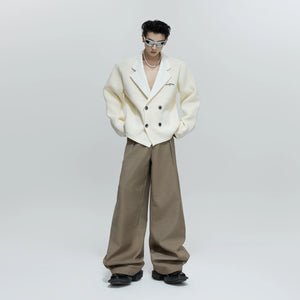 Lifestyle shot of the red sequin cardigan for a street fashion look.