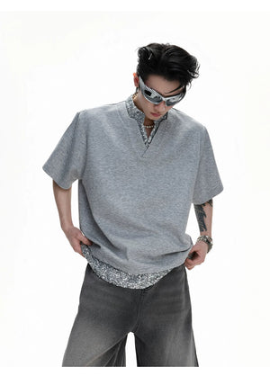 desc::sequin-patchwork-v-neck-streetwear-tee-heavyweight-fit-detail-img-5