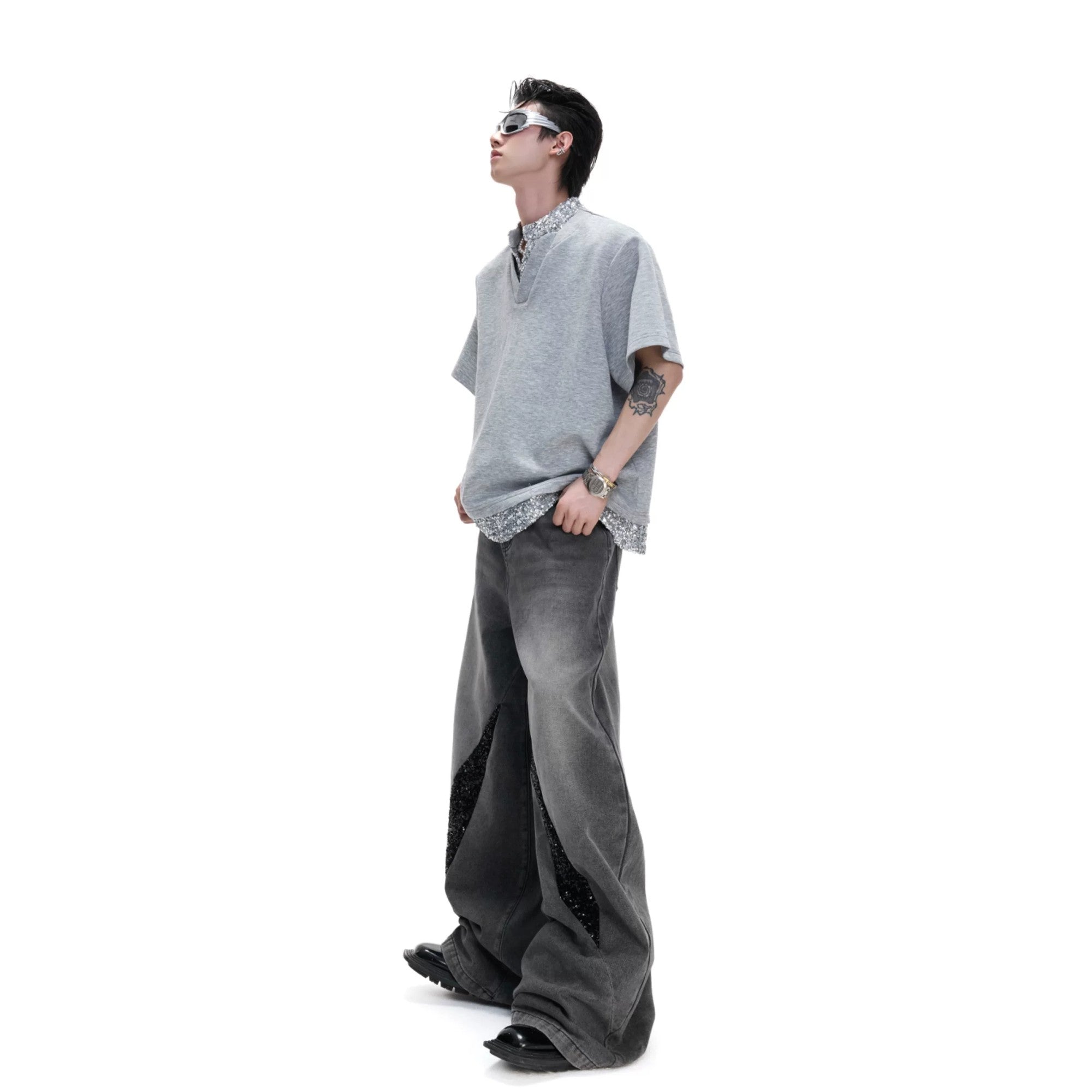 Back view showing the structured loose fit of the streetwear tee