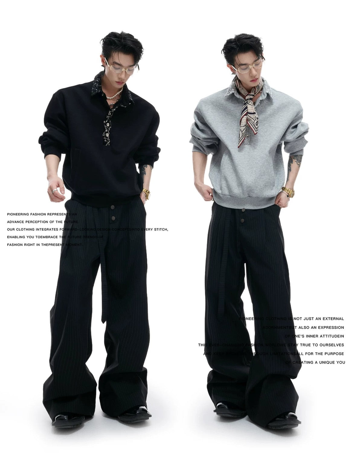 desc::sequin-polo-sweatshirt-with-safety-pin-streetwear-top-detail-img-3