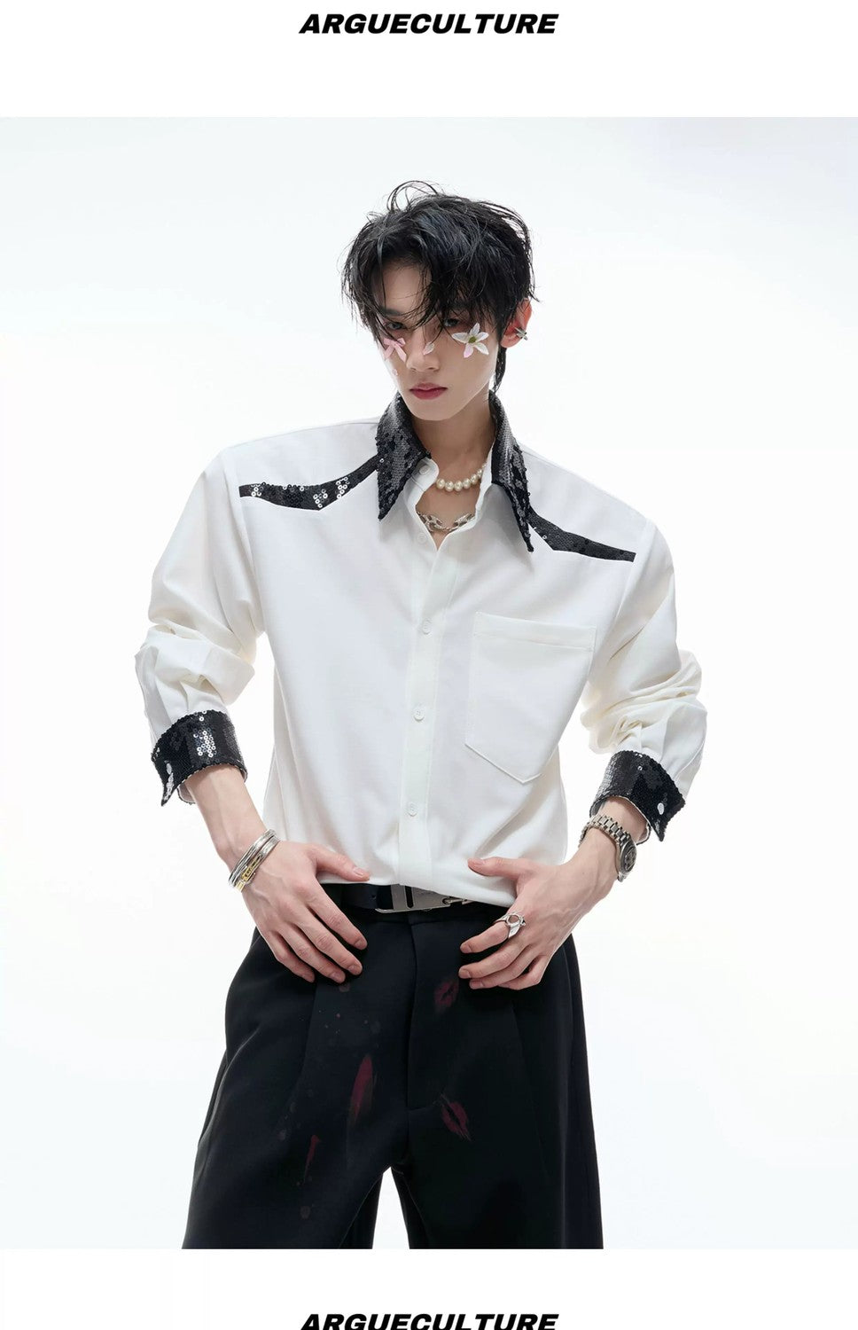 desc::sequin-spliced-shoulder-pad-shirt-unisex-streetwear-button-down-detail-img-12