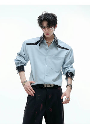 desc::sequin-spliced-shoulder-pad-shirt-unisex-streetwear-button-down-detail-img-8