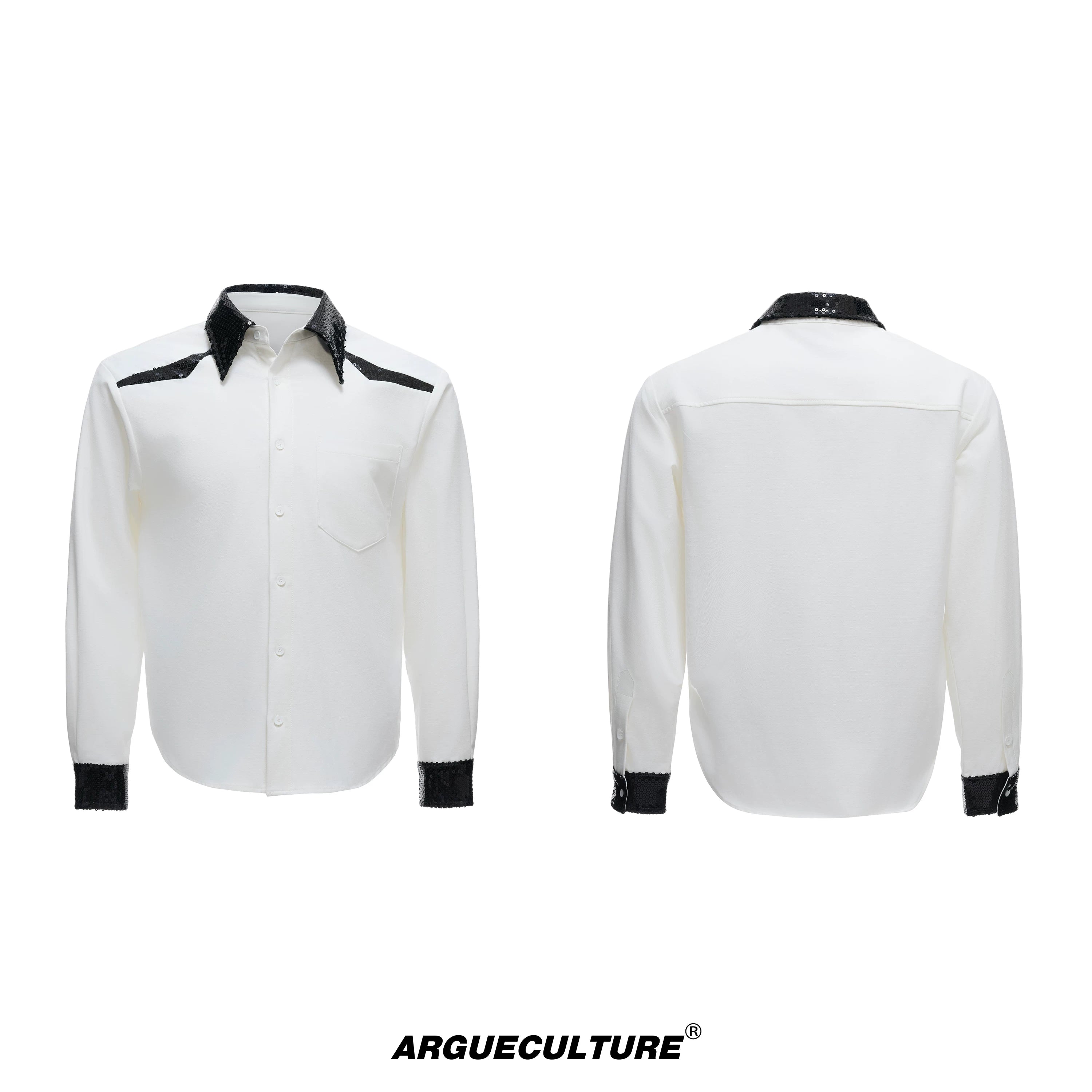 sequin-spliced-shoulder-pad-shirt-unisex-streetwear-button-down-white-top