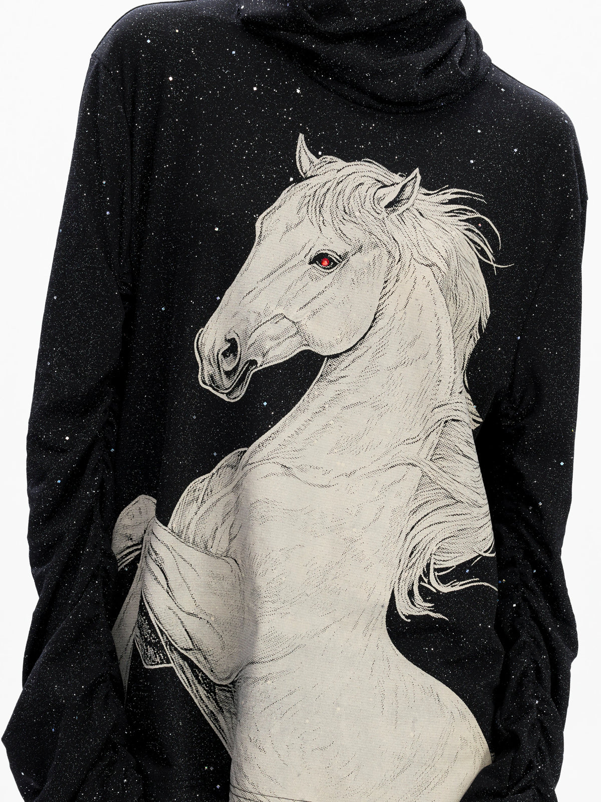 Sequin White Horse Turtleneck Long Sleeve Tee in Black - main image 4