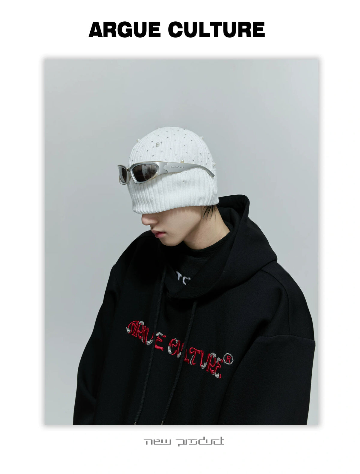 Shimmer Pearl Knit Beanie for Avant-Garde Streetwear - detail image 5