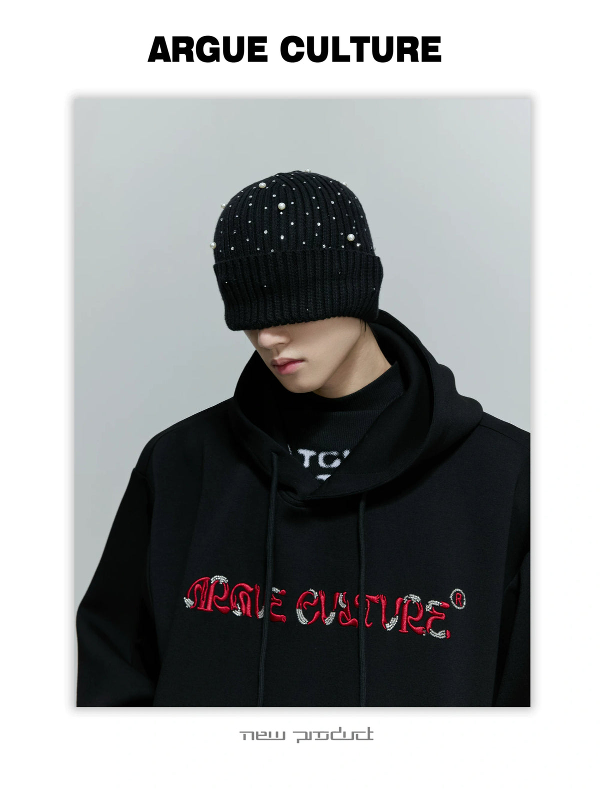 Shimmer Pearl Knit Beanie for Avant-Garde Streetwear - detail image 13