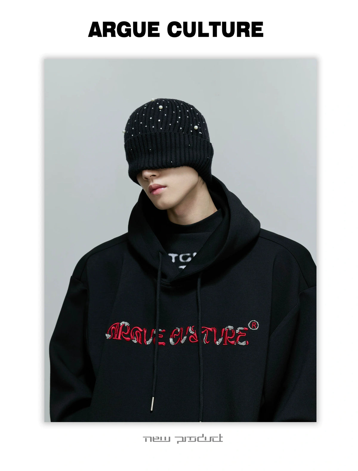 Shimmer Pearl Knit Beanie for Avant-Garde Streetwear - detail image 7
