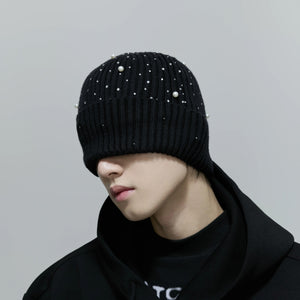 Gray oversized knit beanie for big head circumference