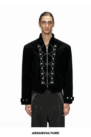 desc::shimmer-sequin-cropped-jacket-metallic-streetwear-bomber-detail-img-12
