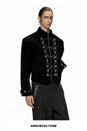 desc::shimmer-sequin-cropped-jacket-metallic-streetwear-bomber-detail-img-13