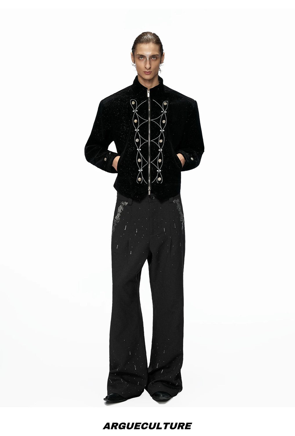 desc::shimmer-sequin-cropped-jacket-metallic-streetwear-bomber-detail-img-14