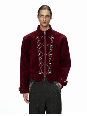 desc::shimmer-sequin-cropped-jacket-metallic-streetwear-bomber-detail-img-2