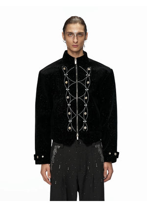desc::shimmer-sequin-cropped-jacket-metallic-streetwear-bomber-detail-img-4