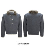 shimmer-sequin-fur-collar-wool-cardigan-for-men-black