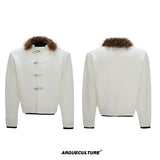 shimmer-sequin-fur-collar-wool-cardigan-for-men-red