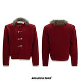 shimmer-sequin-fur-collar-wool-cardigan-for-men-white