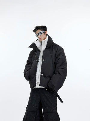 shimmering-double-layer-metallic-streetwear-puffer-black