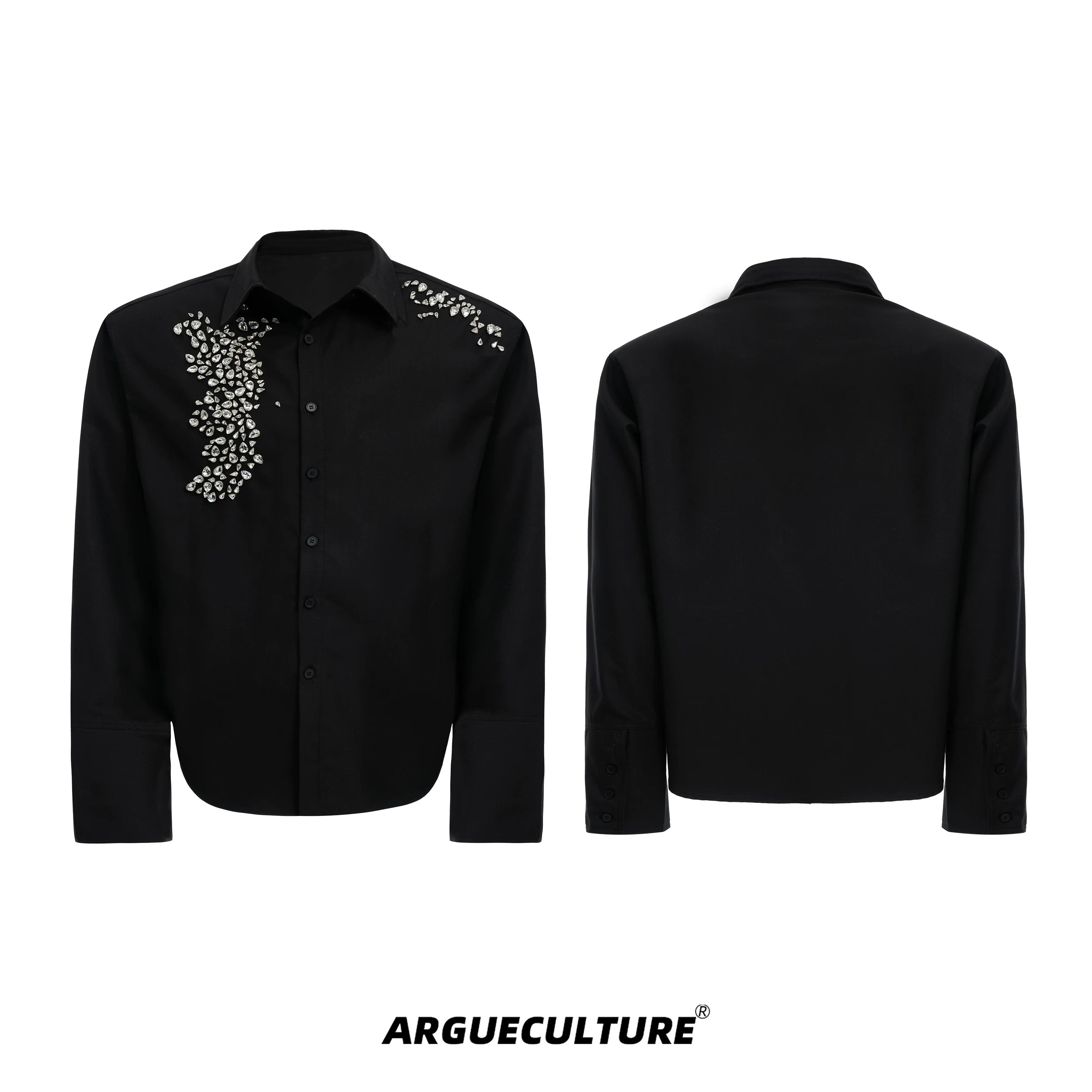 shimmering-rhinestone-padded-shoulder-oversized-shirt-black