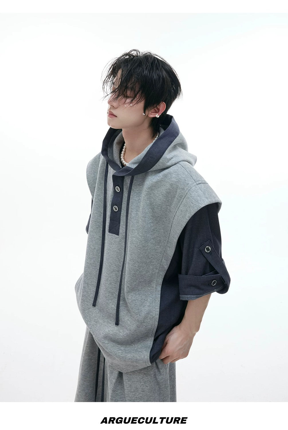 desc::short-sleeve-patchwork-hoodie-sweatpants-streetwear-set-detail-img-12