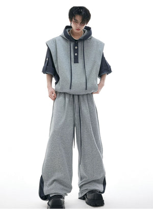 desc::short-sleeve-patchwork-hoodie-sweatpants-streetwear-set-detail-img-5