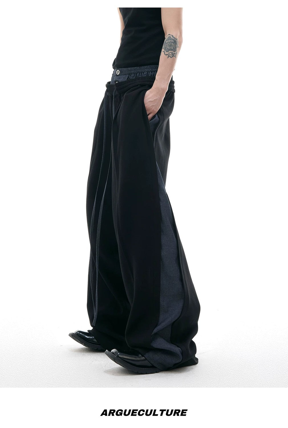 desc::short-sleeve-patchwork-hoodie-sweatpants-streetwear-set-detail-img-9