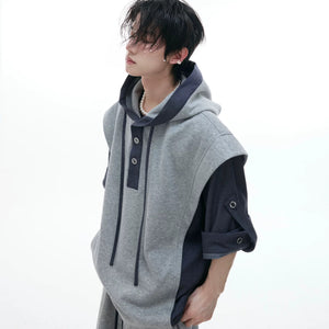 Close up of double waistband design on streetwear sweatpants