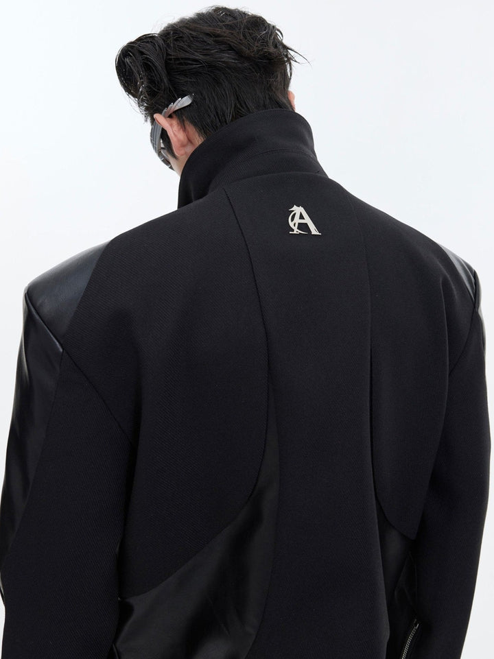 Shoulder - Pad Jacket with Faux Leather Detailing | Unique Suit Set for Men - ArguE CulturE