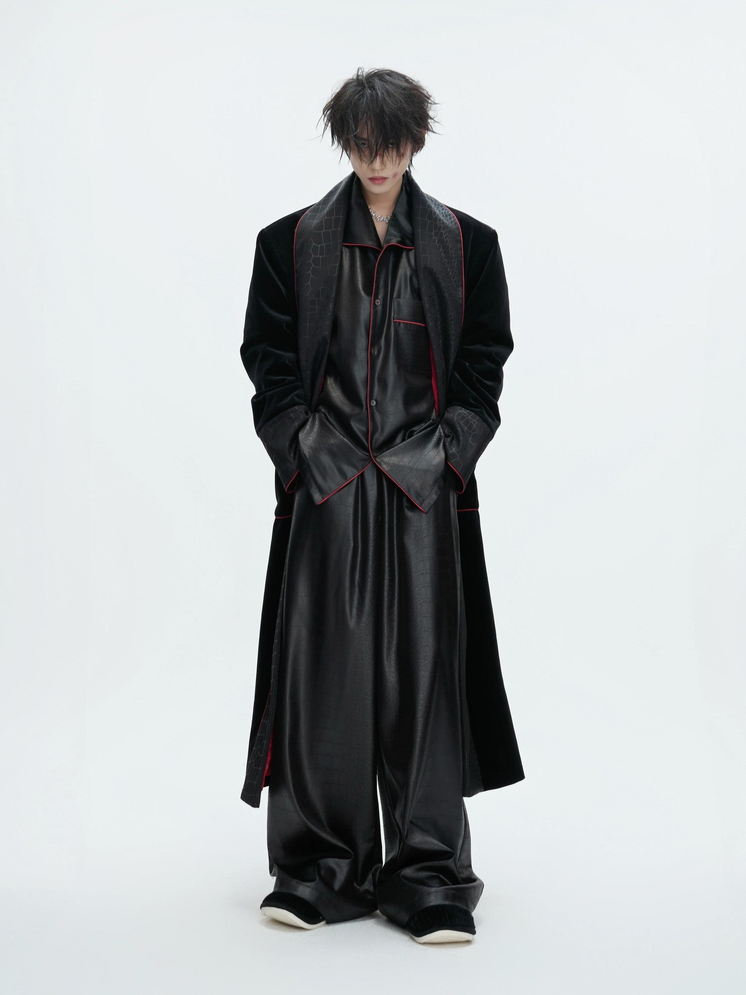 Close-up of the deconstructed design and silky fabric texture