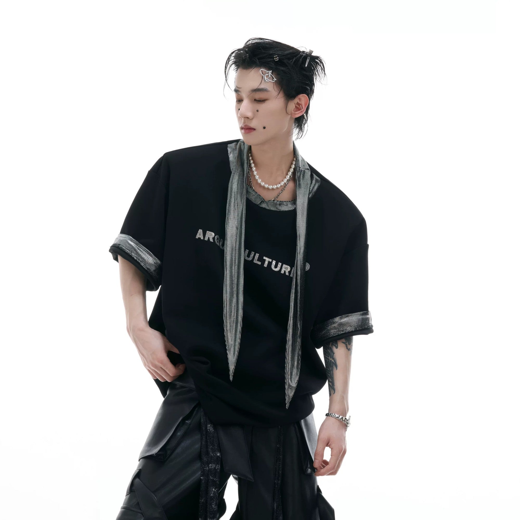 Back view of the loose fit unisex summer streetwear t-shirt.