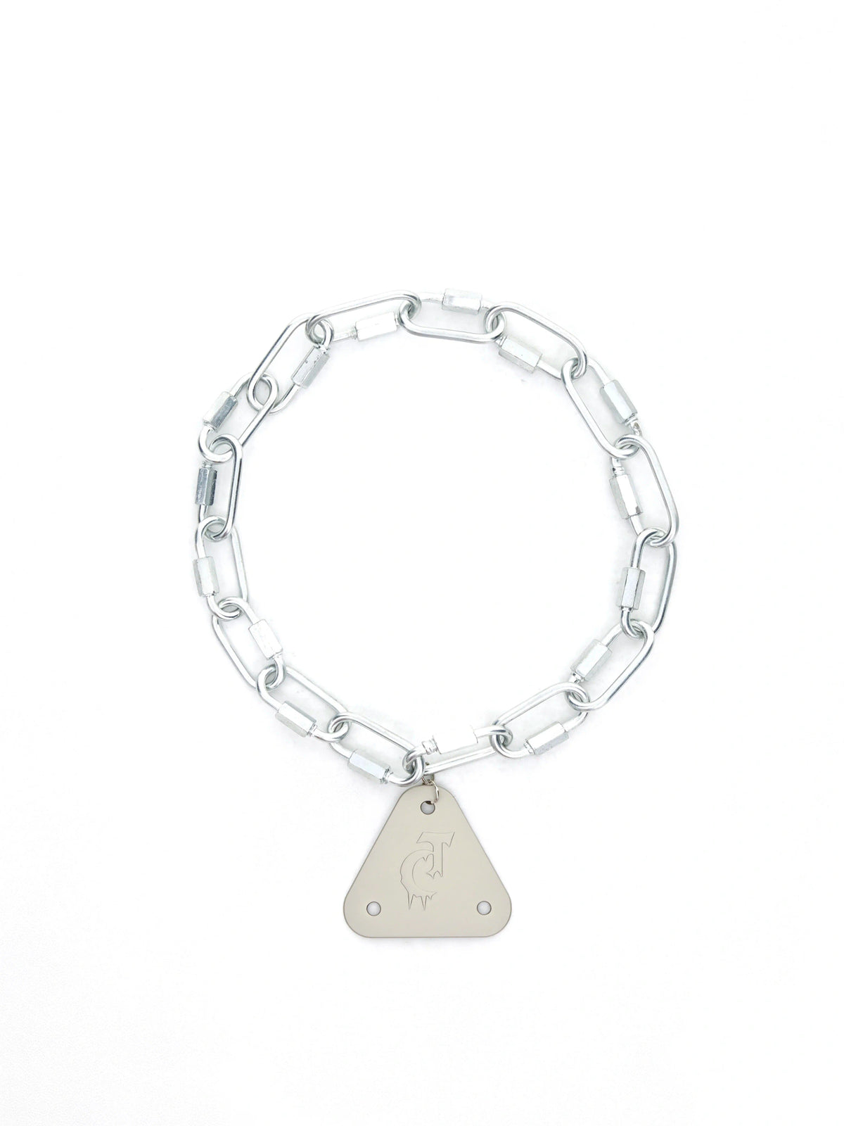 Silver Triangle Pendant Chain Necklace with Lock Clasp - main image 5